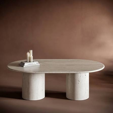 Form Travertine Low Oval Coffee Table